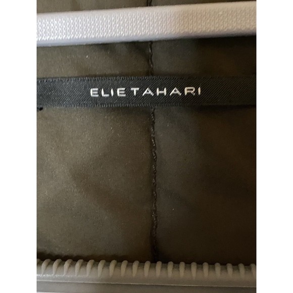 Elie Tahari‎ Quilted Jacket Olive Green Snap Button Front Coat Sz S - flaw - Picture 2 of 9